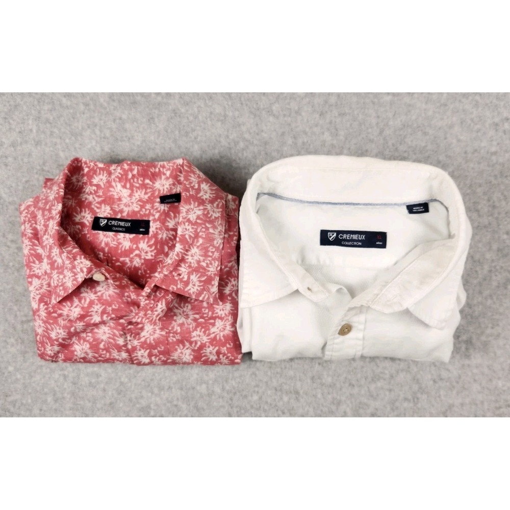 Lot Of 2 Cremieux Classics Mens Extra Large Short Sleeve Button Up Pink Floral